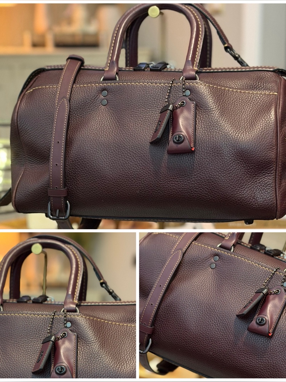 RESERVED - COACH 1941 Rogue 36 Satchel in Oxblood & Pewter w/Suede Interior HTF - Picture 6 of 17